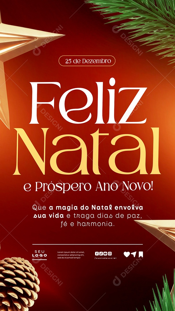 Story Feliz Natal 25 de Dezembro Social Media PSD Editável
