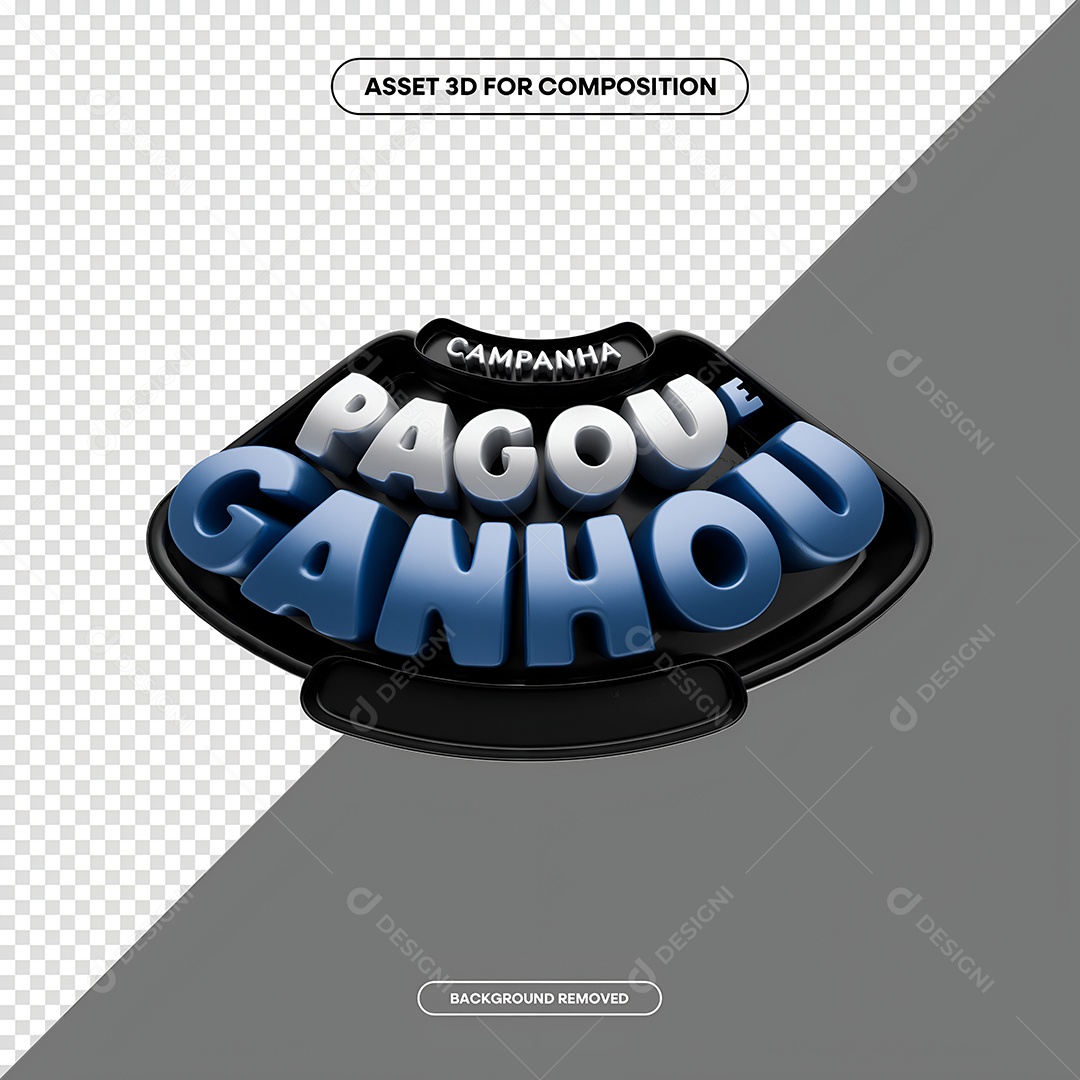 Campanha Pagou e Ganhou Selo 3D para Composição PSD