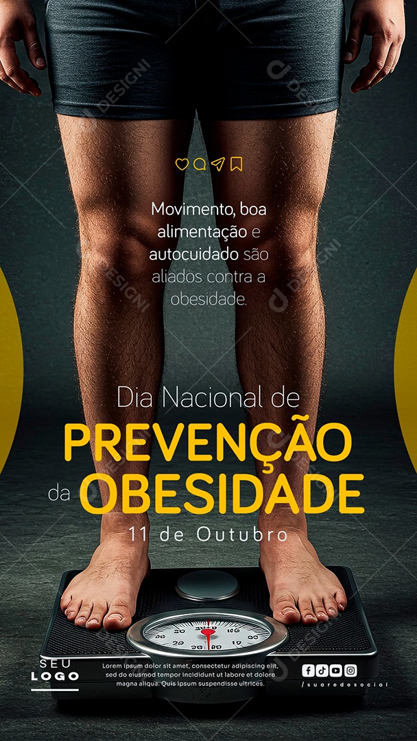 Story Dia Nacional de Prevenção a Obesidade 11 de Outubro Social Media PSD Editável