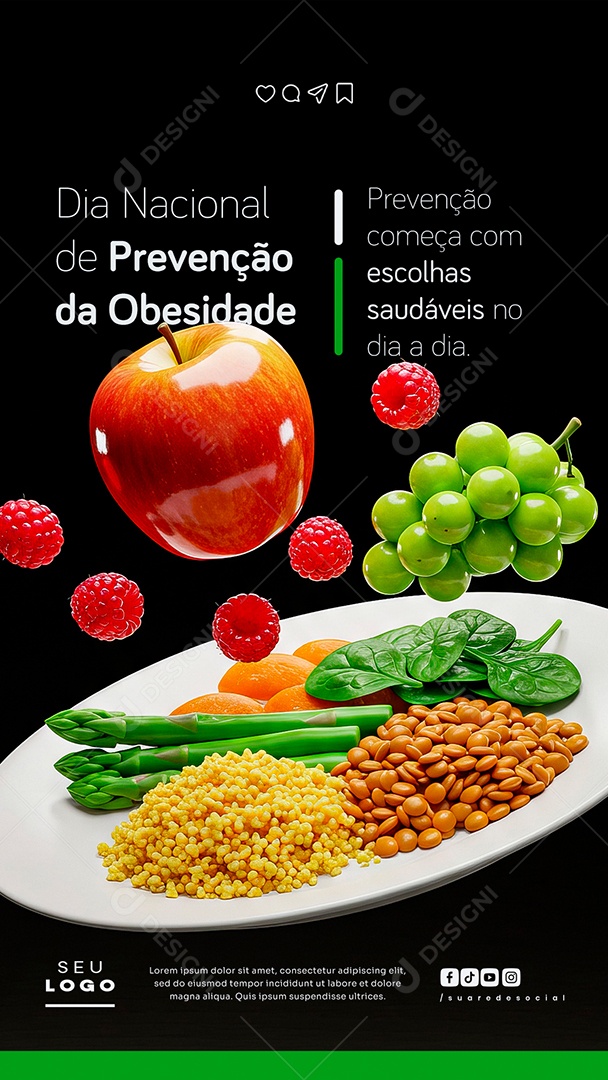 Story Dia Nacional de Prevenção a Obesidade 11 de Outubro Social Media PSD Editável