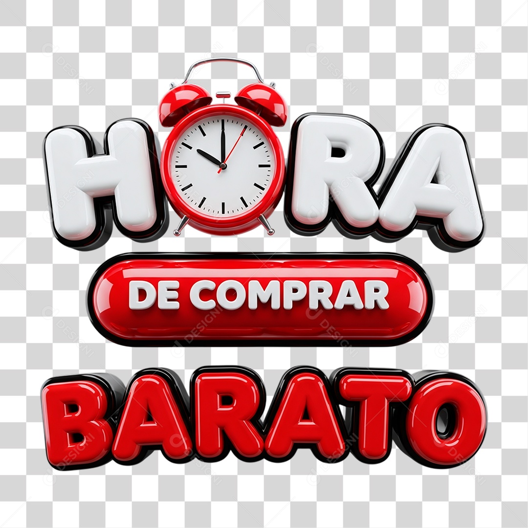 Selo 3D Hora de Comprar Barato PNG Transparente