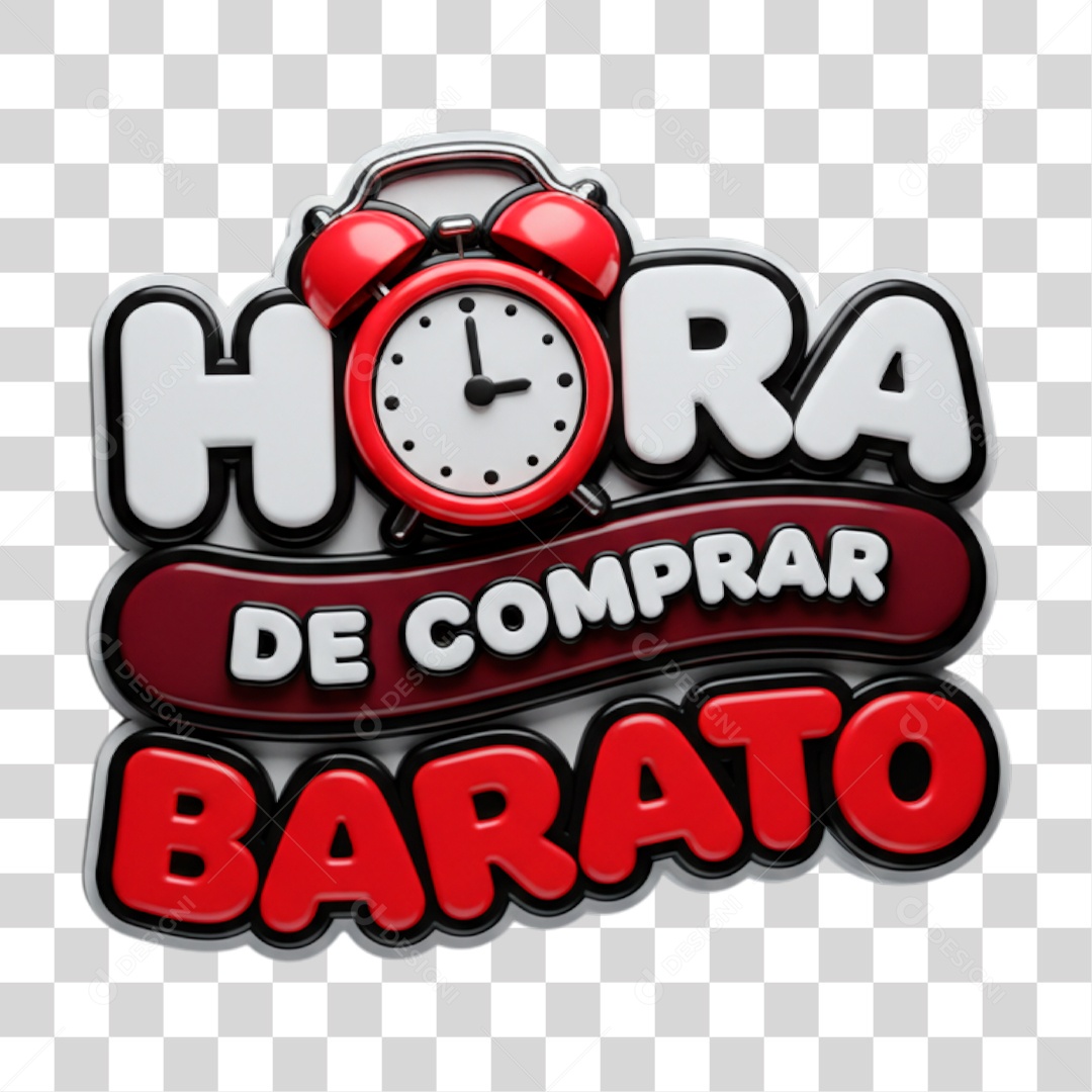 Selo 3D Hora de Comprar Barato PNG Transparente