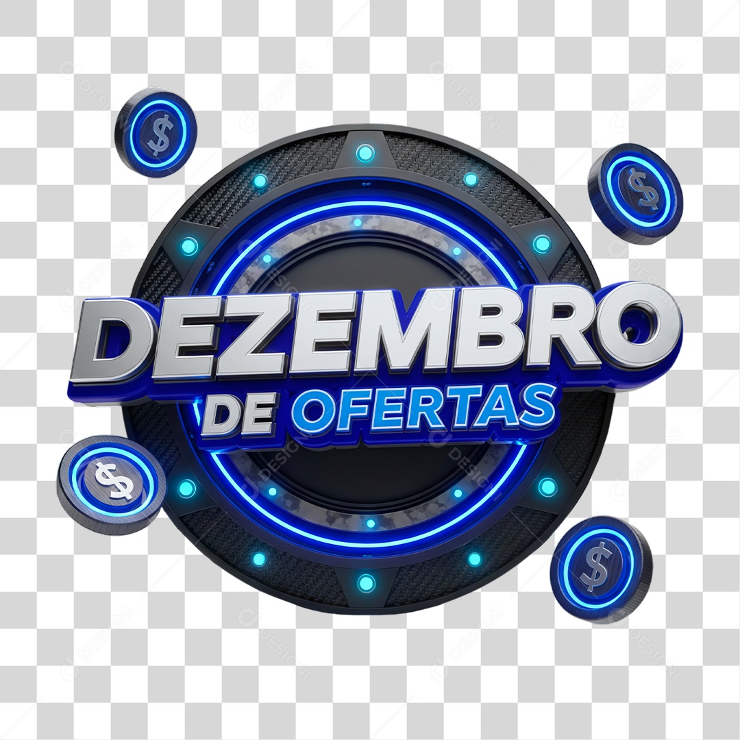 Selo 3D Dezembro de Ofertas PNG Transparente