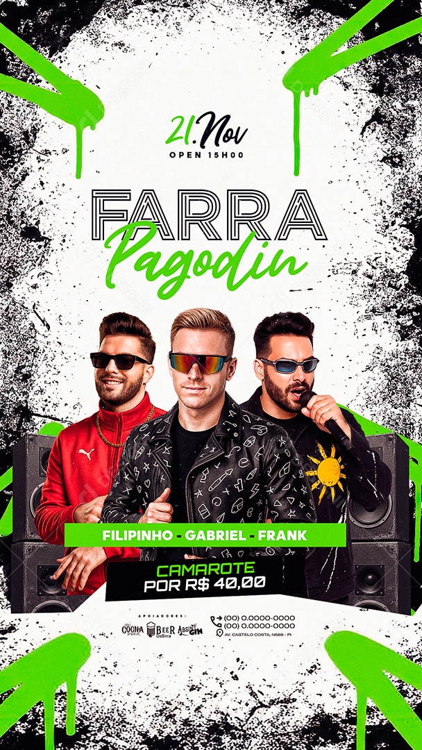 Story Flyer Próximos Shows Farra Pagodin Social Media PSD Editável