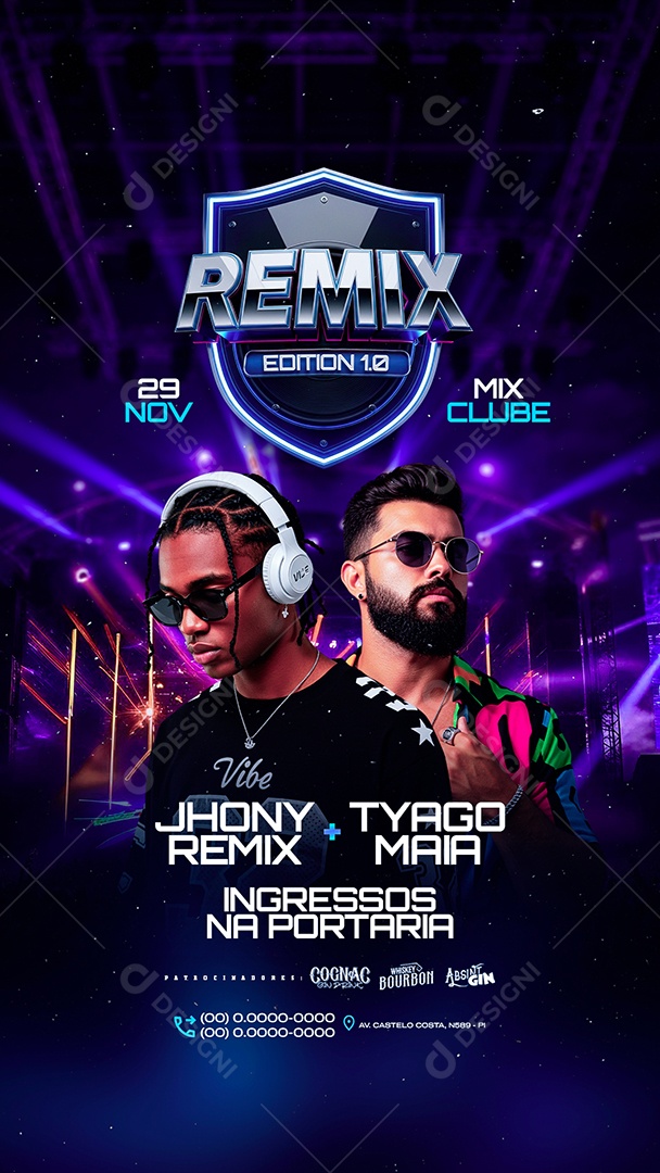 Story Flyer Próximos Shows Remix Edition Social Media PSD Editável