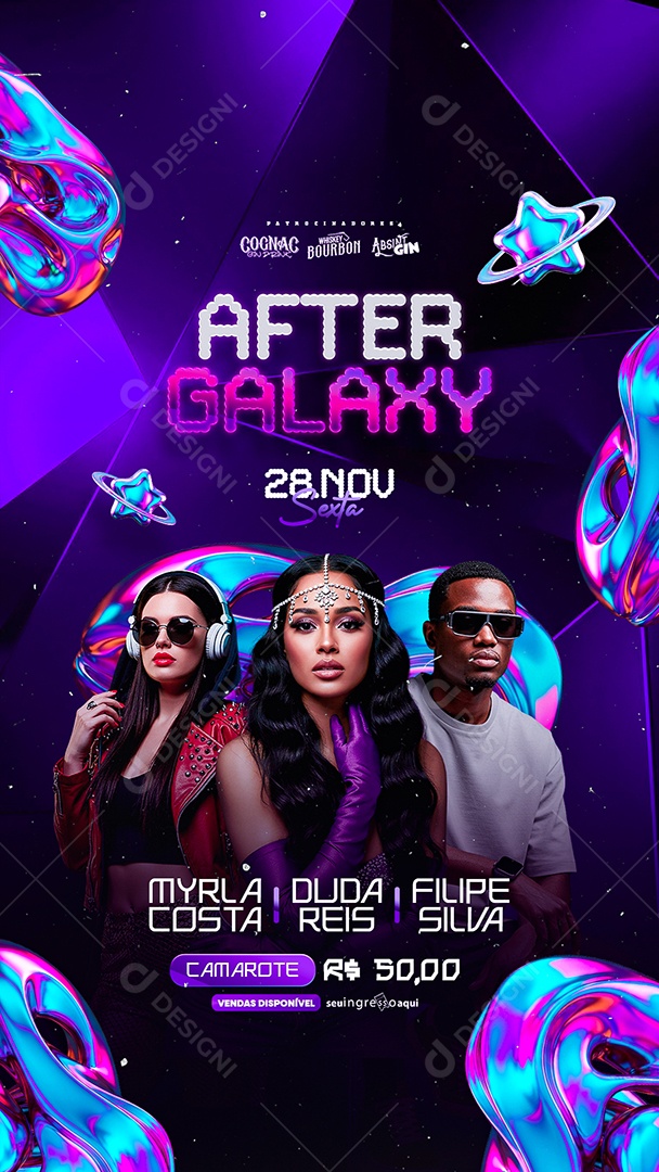Story Flyer Próximos Shows After Galaxy Social Media PSD Editável