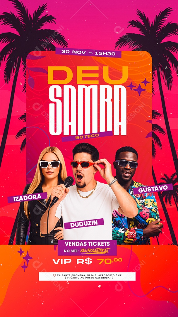 Story Flyer Próximos Shows Deu Samba Social Media PSD Editável