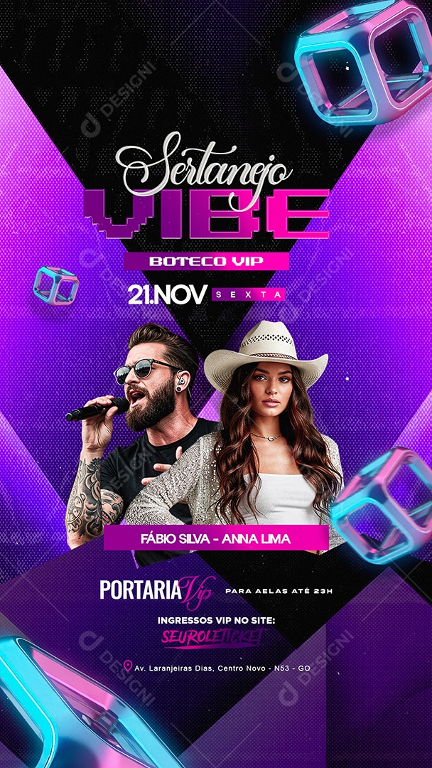 Story Flyer Próximos Shows Sertanejo Vibe Boteco Vip Social Media PSD Editável