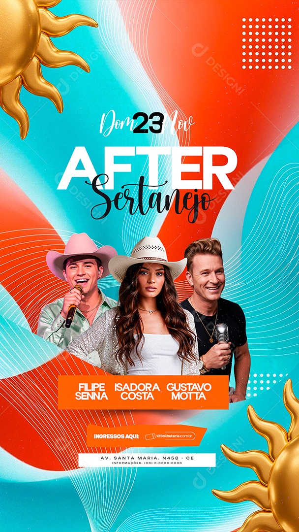 Story Flyer Próximos Shows After Sertanejo Social Media PSD Editável