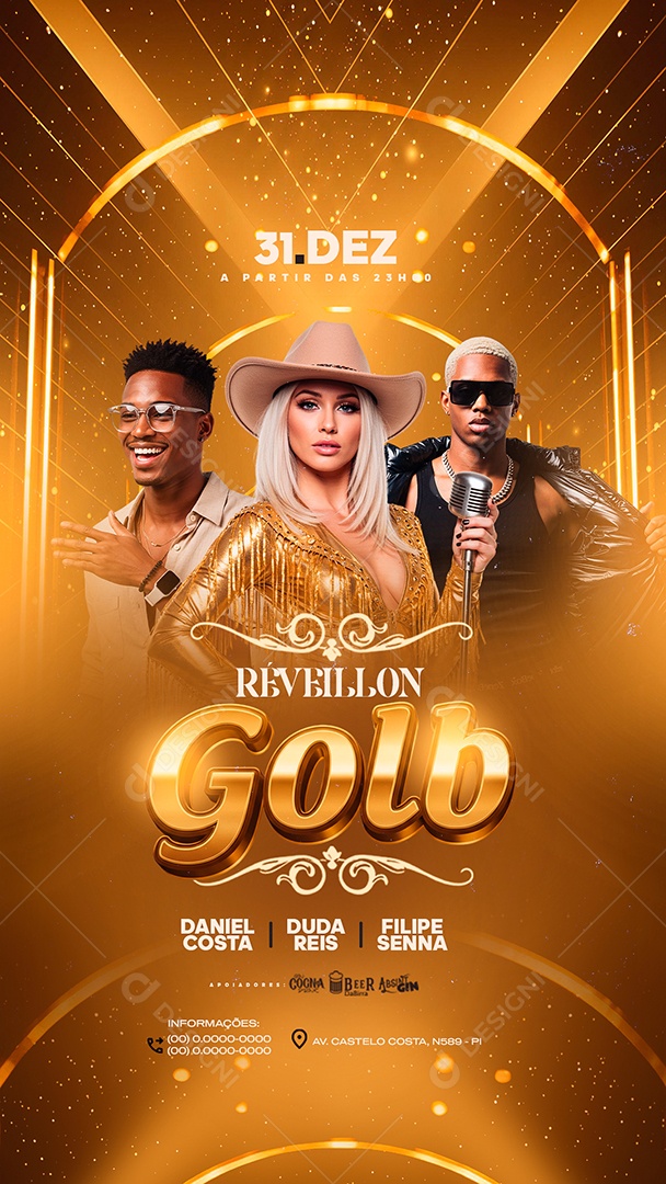 Story Flyer Próximos Shows Réveillon Gold Social Media PSD Editável
