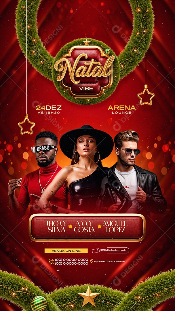 Story Flyer Próximos Shows Natal Vibe Social Media PSD Editável