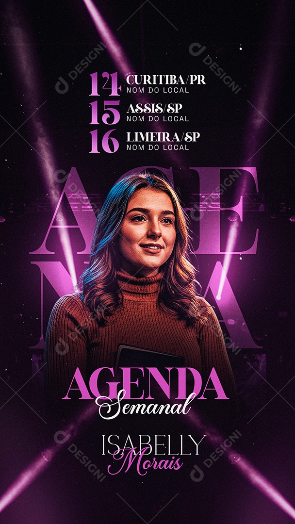 Story Flyer Gospel Agenda Semanal Social Media PSD Editável