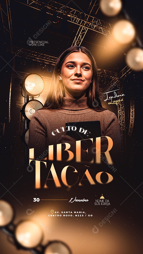 Story Flyer Gospel Culto de Libertação Social Media PSD Editável