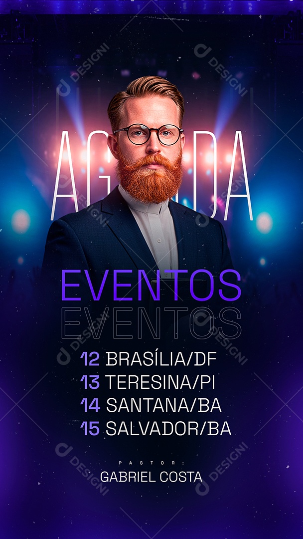 Story Flyer Gospel Agenda Eventos Social Media PSD Editável