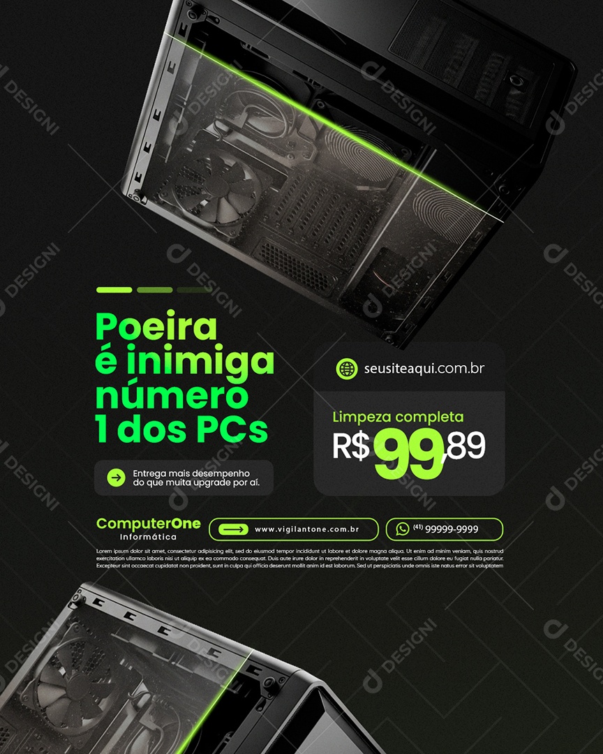 Informatica Poeira é Inimiga Número Um dos PCs Social Media PSD Editável