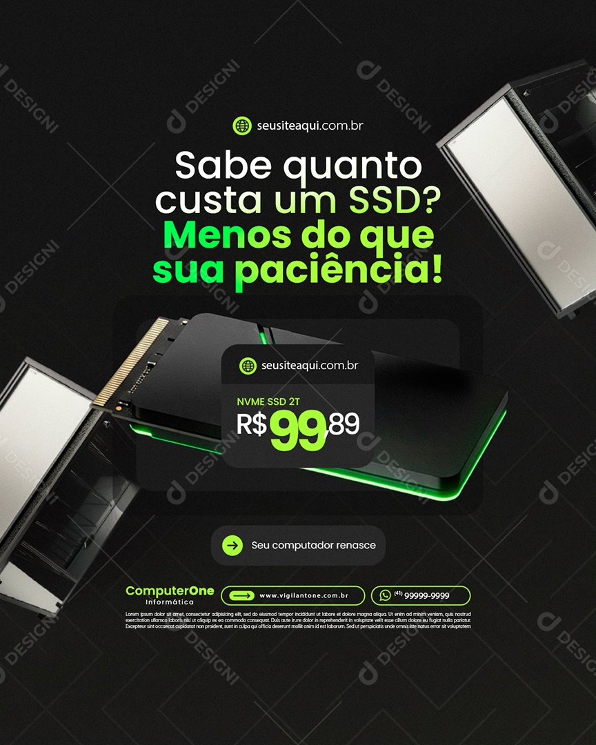 Informatica Sabe Quanto Custa um SSD Social Media PSD Editável