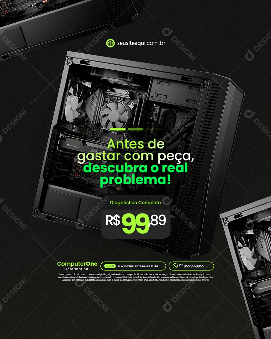 Informatica Antes de Gastar com Peça Descubra o Real Problema Social Media PSD Editável