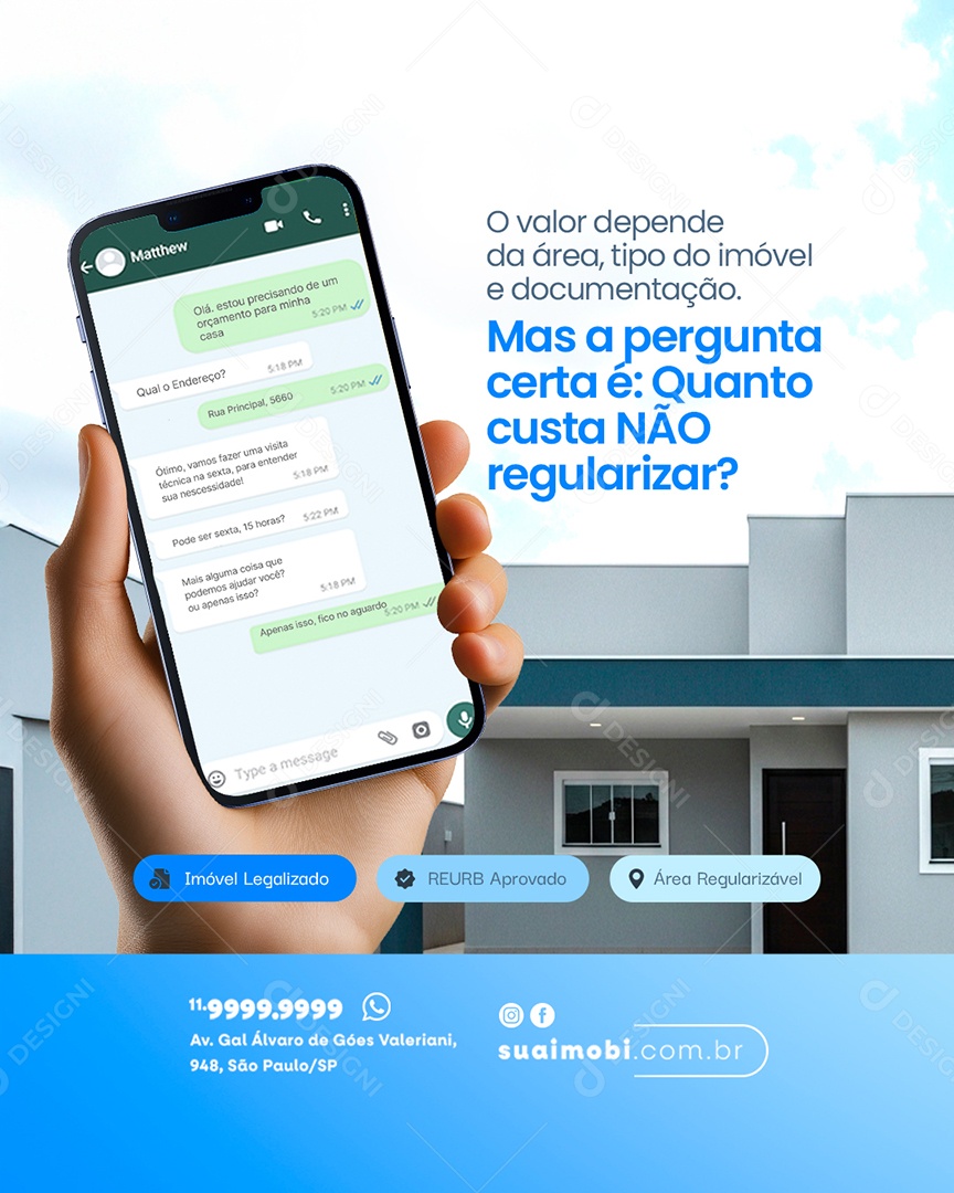Imobiliária Imóvel Legalizado Social Media PSD Editável
