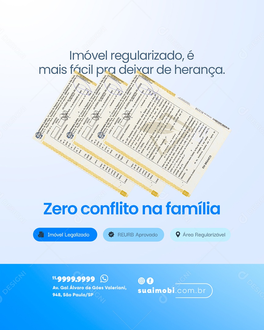 Imobiliária Imóvel Regularizado é Mais Fácil Social Media PSD Editável