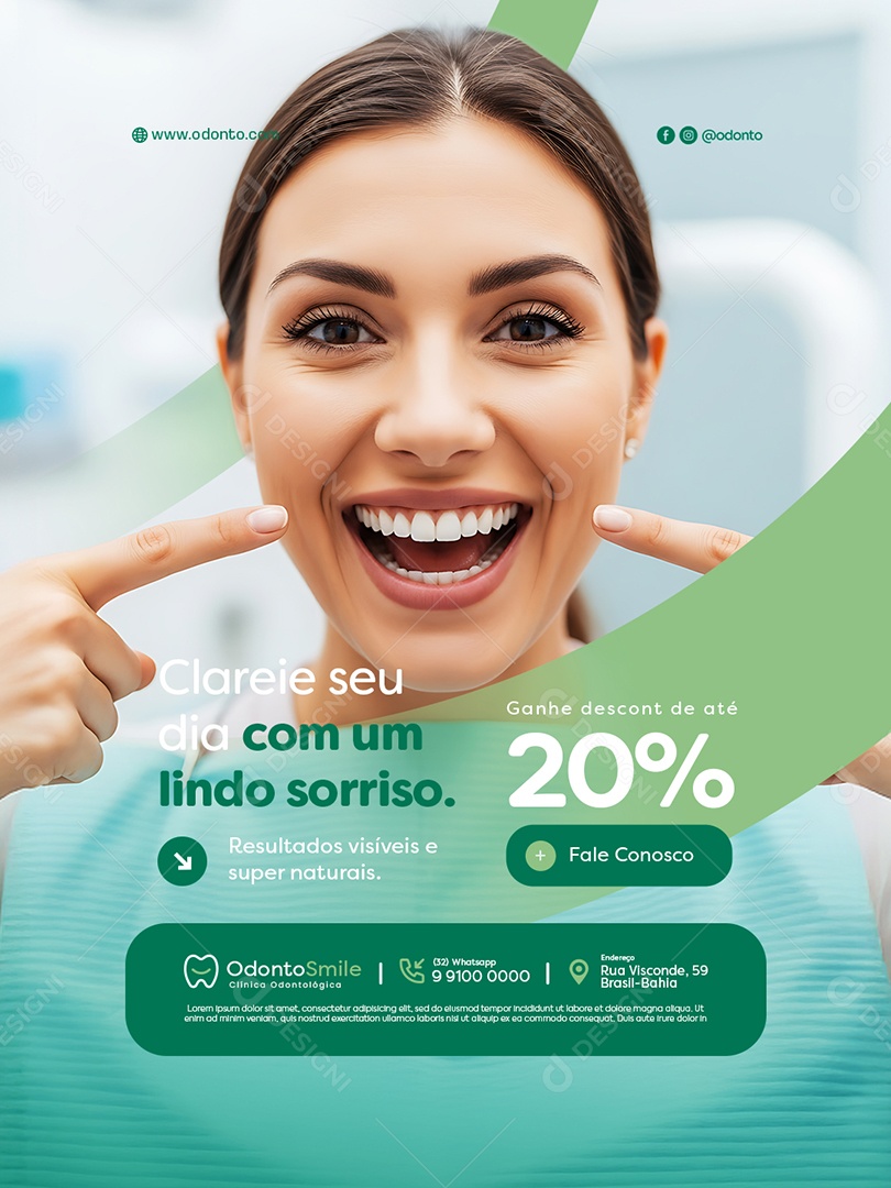 Dentista Clareie Seu Dia com Um Lindo Sorriso Social Media PSD Editável
