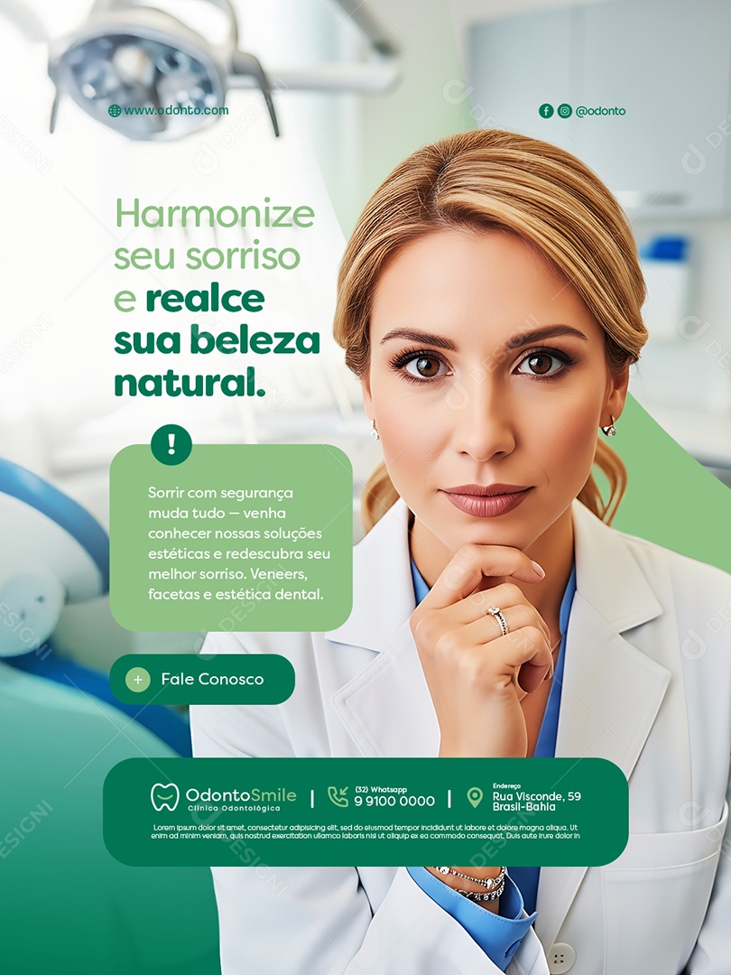 Dentista Harmonize Seu Sorriso e Realce Sua Beleza Natural Social Media PSD Editável