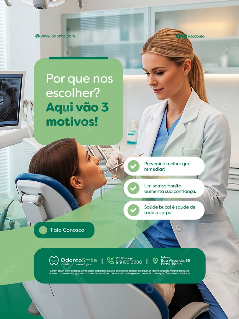 Dentista Por Que Nos Escolher Aqui Vão Três Motivos Social Media PSD Editável