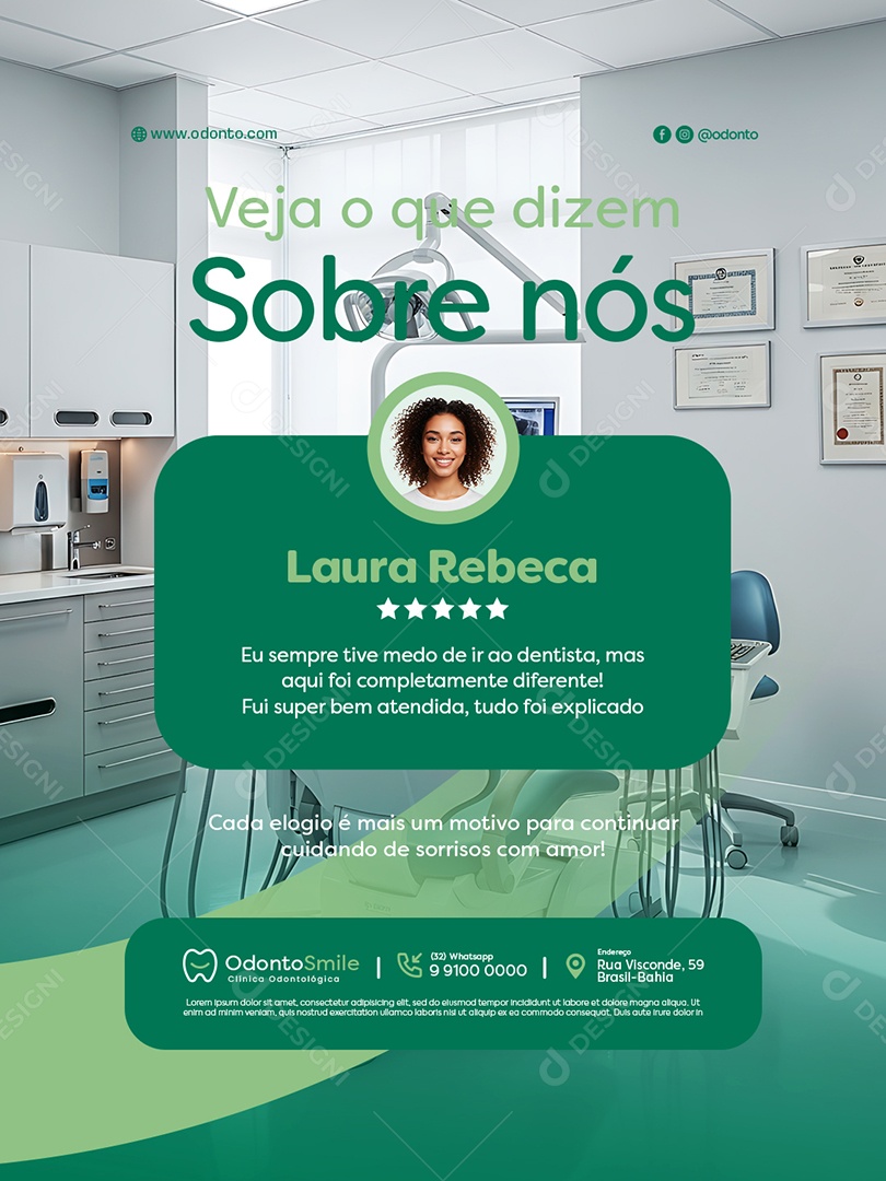 Dentista Veja o Que Dizem Sobre Nós Feedback Social Media PSD Editável