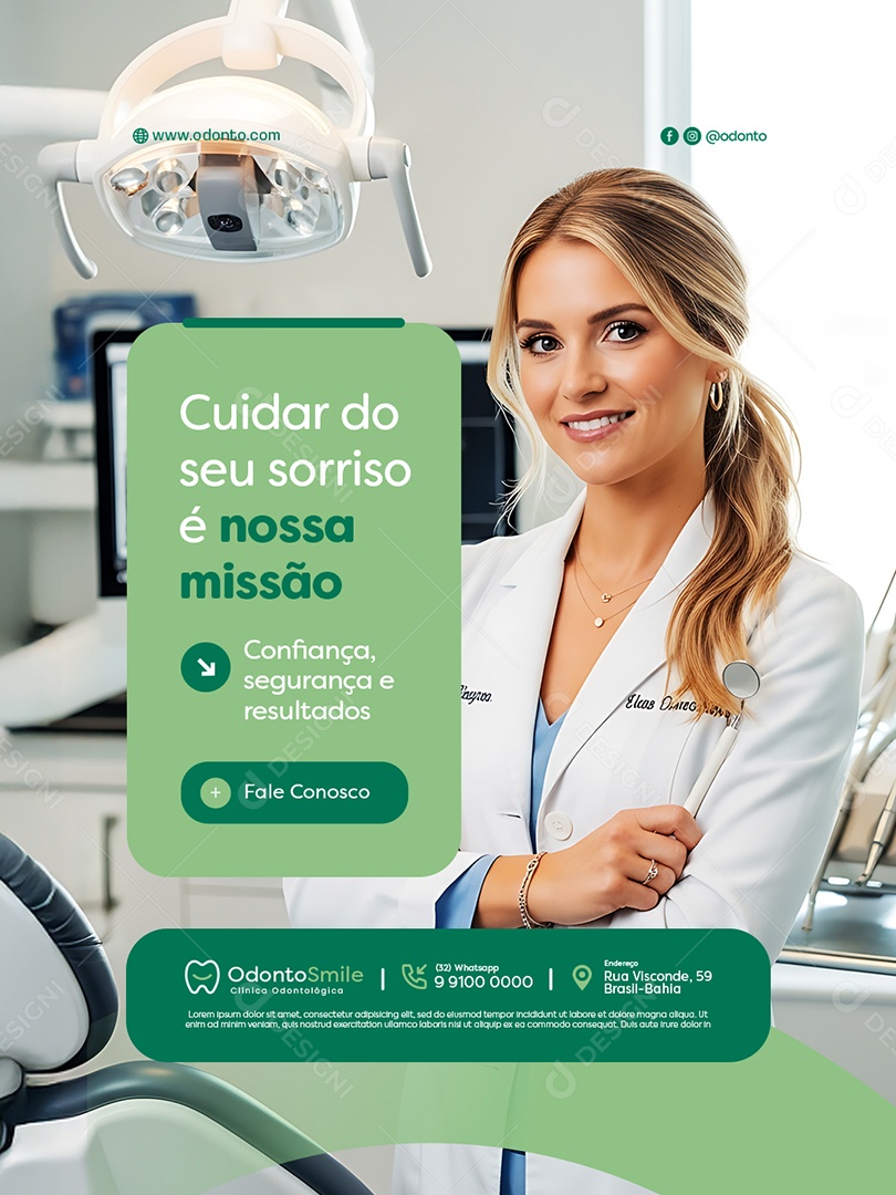 Dentista Cuidar do  Seu Sorriso é Nossa Missão Social Media PSD Editável