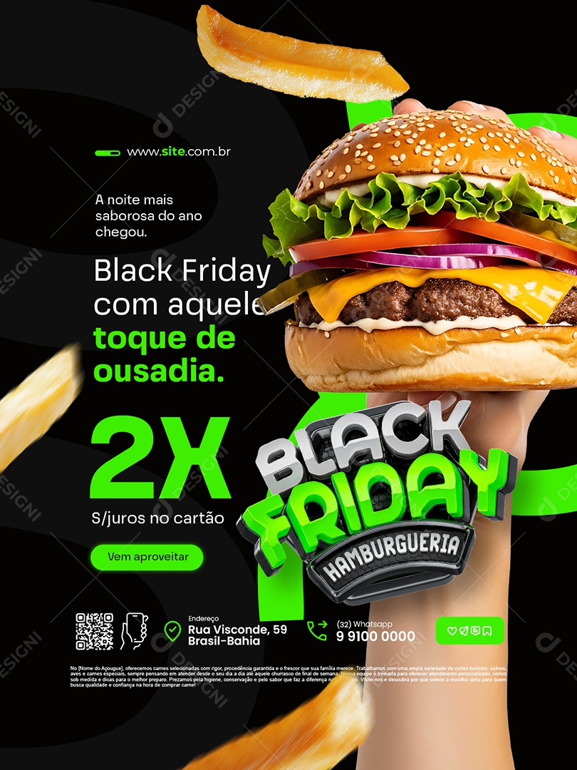 Hamburgueria Black Friday com Aquele Toque de Ousadia Social Media PSD Editável