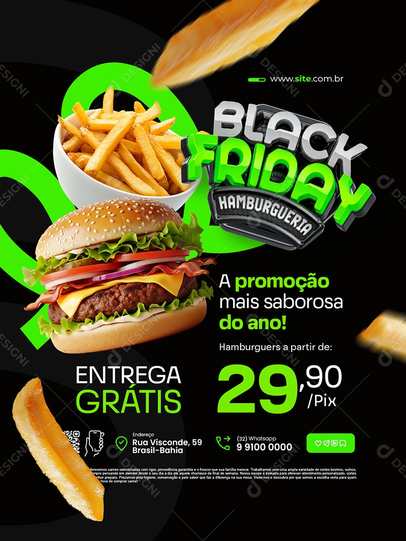 Black Friday Hamburgueria a Promoção Mais Saborosa do Ano Social Media PSD Editável