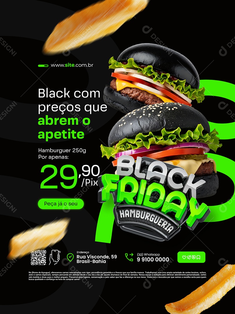 Black Friday Hamburgueria Black com Preços Que Abrem o Apetite Social Media PSD Editável