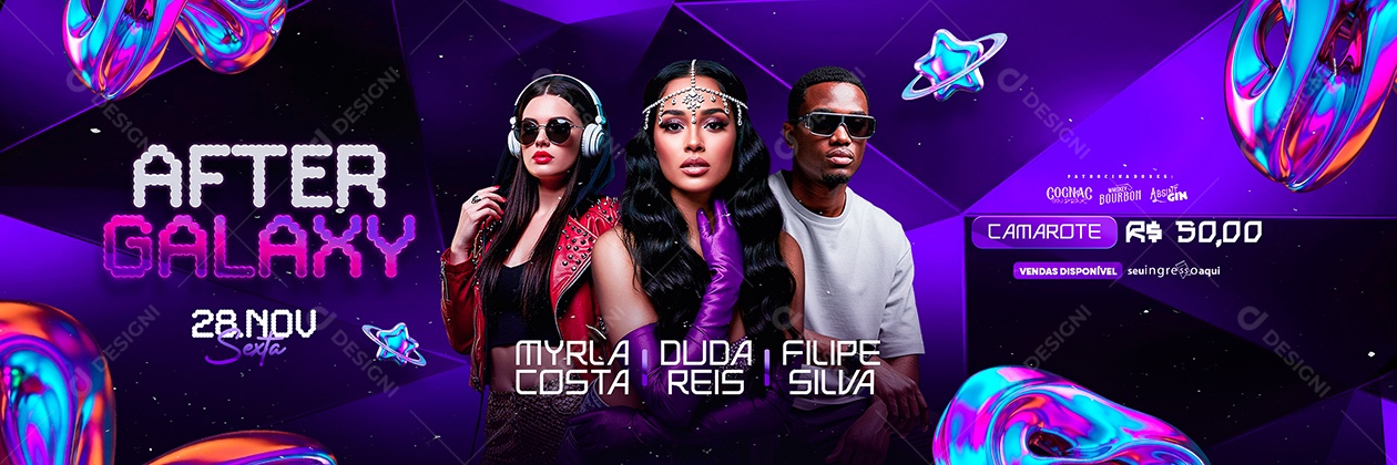 Carrossel Flyer Próximos Shows After Galaxy Social Media PSD Editável