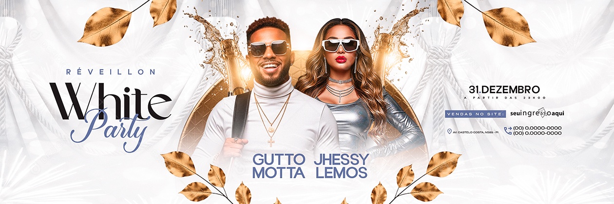 Carrossel Flyer Próximos Shows Réveillon White Party Social Media PSD Editável