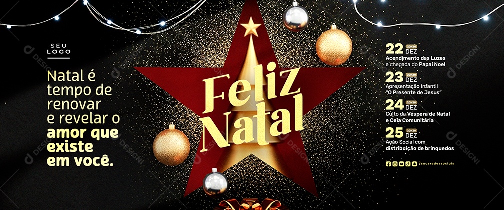Carrossel Feliz Natal 25 de Dezembro Social Media PSD Editável
