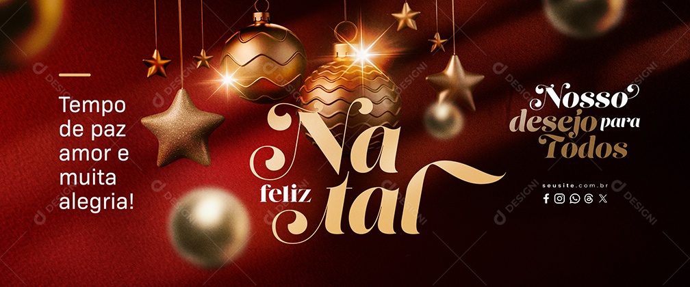 Carrossel Feliz Natal 25 de Dezembro Tempo de Paz Amor e Muita Alegria Social Media PSD Editável