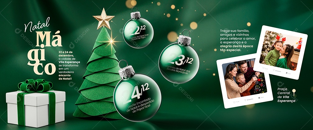 Carrossel Feliz Natal 25 de Dezembro Natal Mágico Social Media PSD Editável