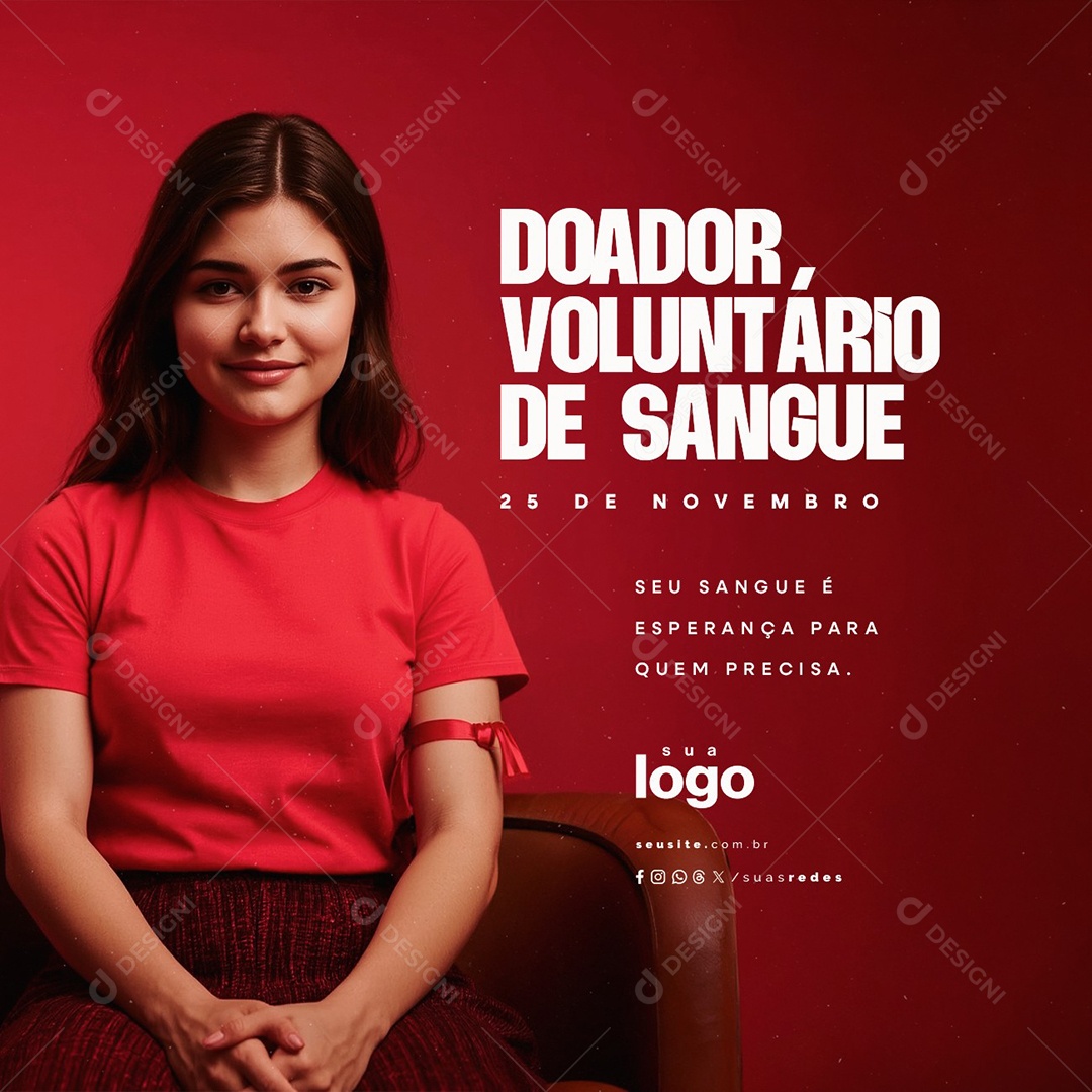 Dia do Doador Voluntário de Sangue 25 de Novembro Social Media PSD Editável