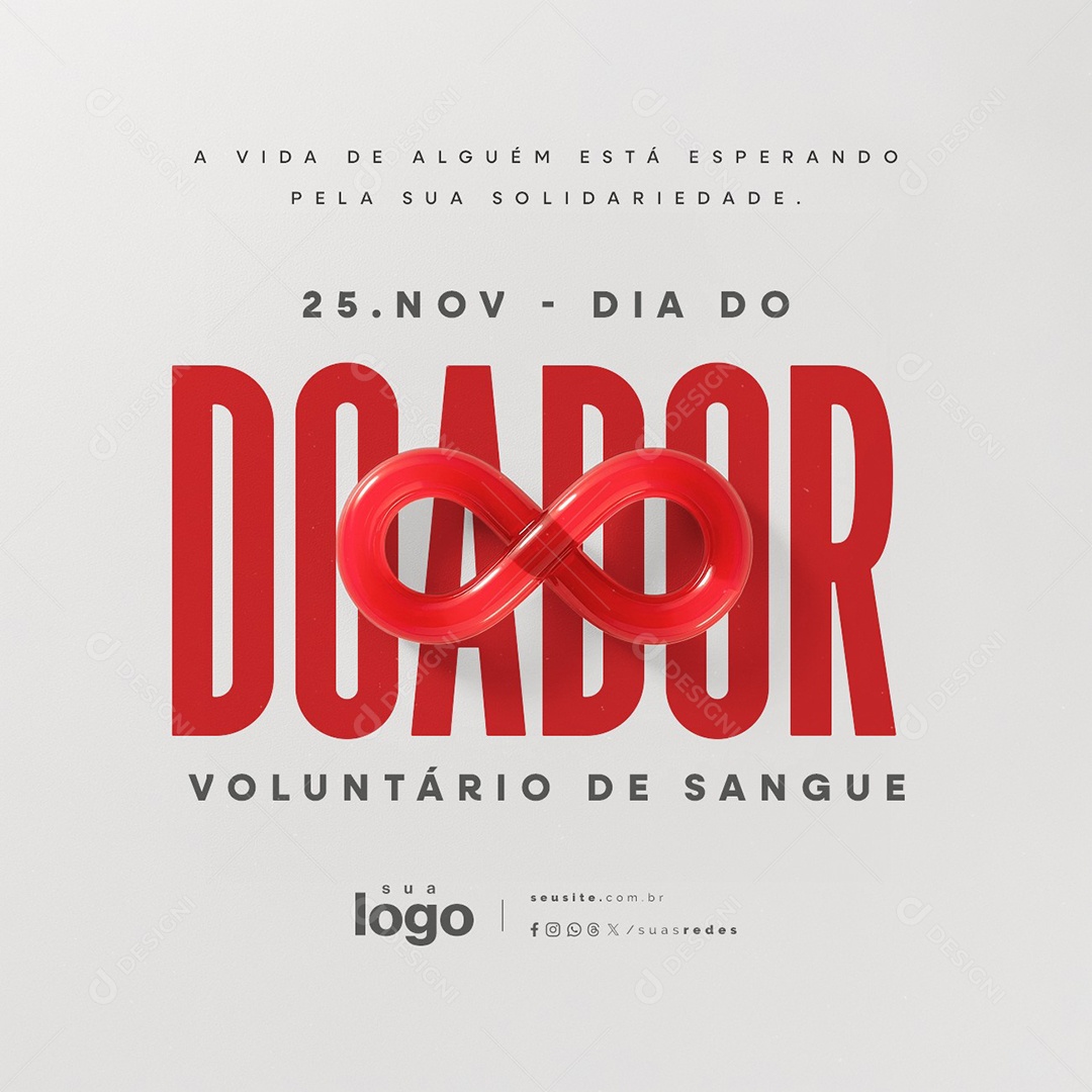 Dia do Doador Voluntário de Sangue 25 de Novembro Social Media PSD Editável
