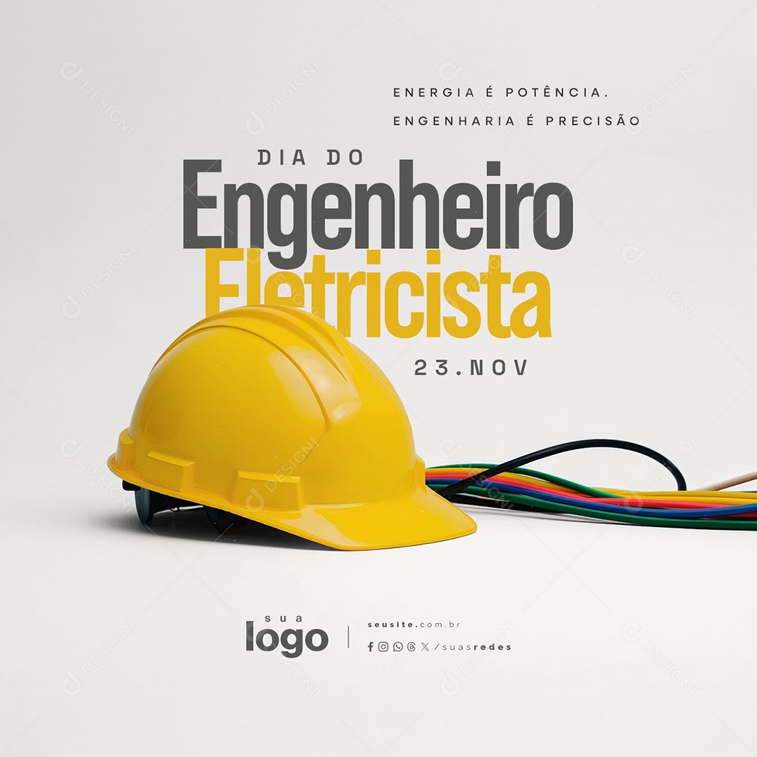 Dia do Engenheiro Eletricista 23 de Novembro Energia é Potência Social Media PSD Editável
