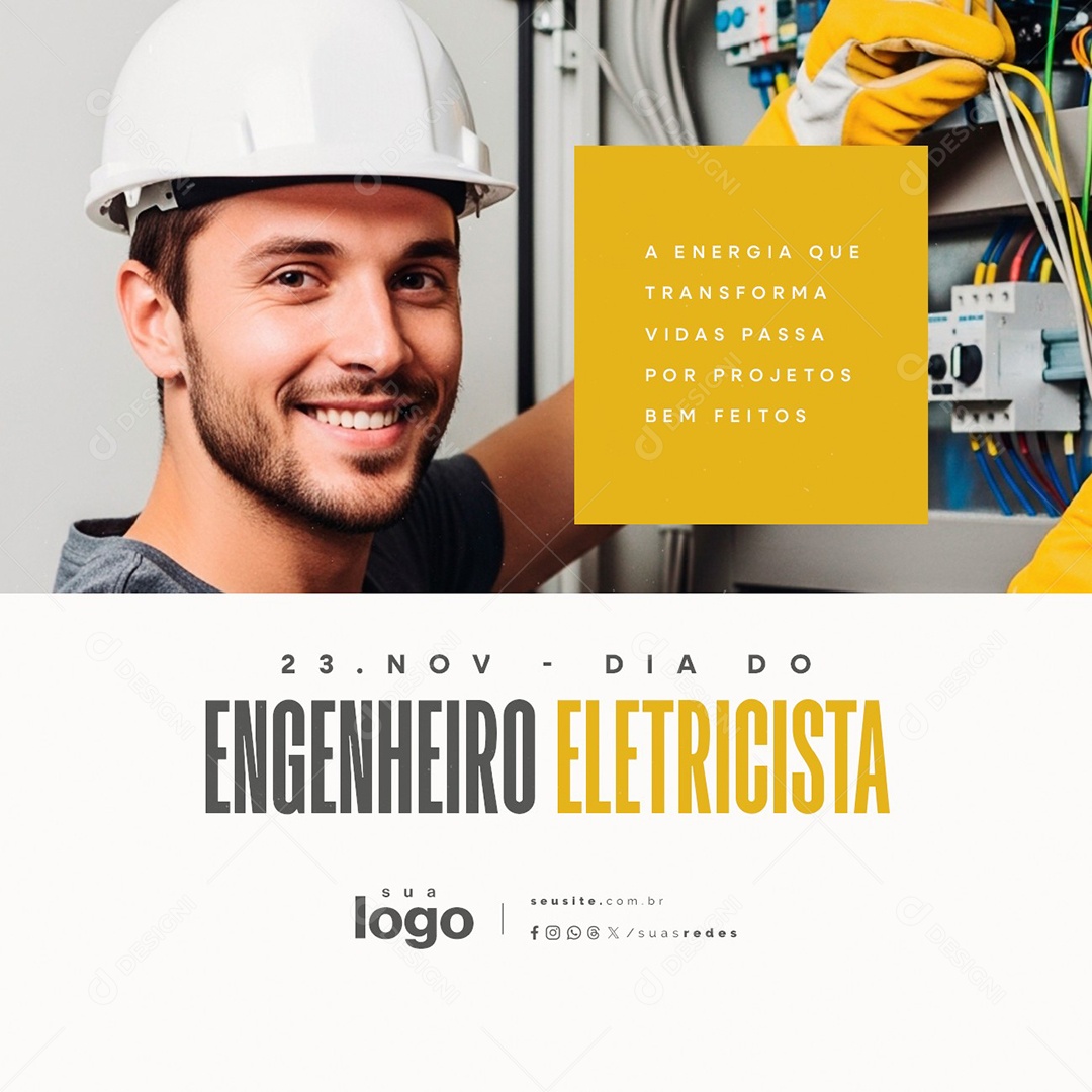 Dia do Engenheiro Eletricista 23 de Novembro Social Media PSD Editável