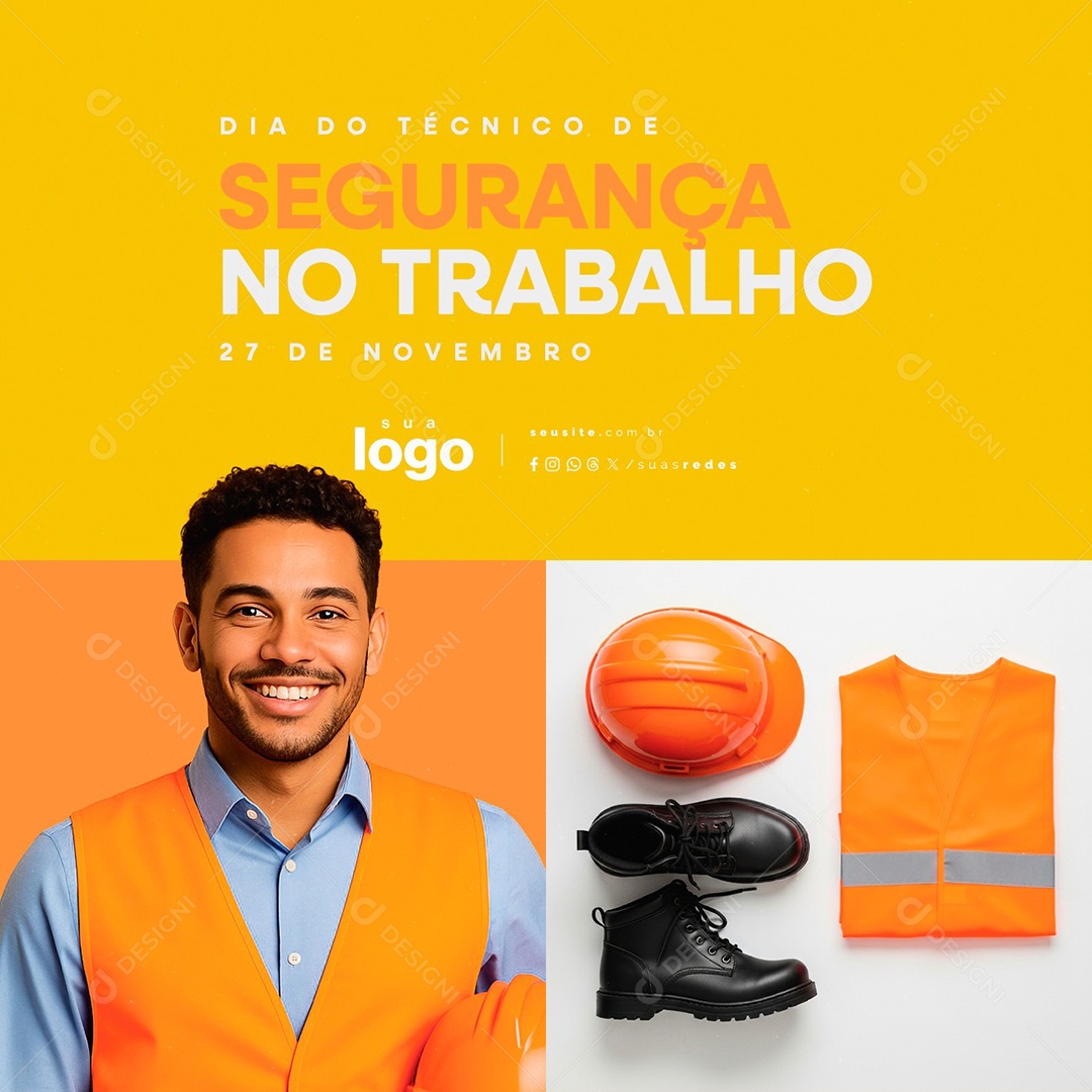 Dia do Técnico de Segurança no Trabalho 27 de Novembro Social Media PSD Editável
