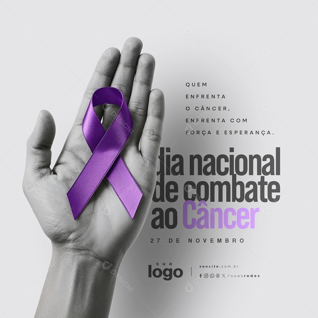 Dia Nacional de Combate ao Câncer 27 de Novembro Social Media PSD Editável