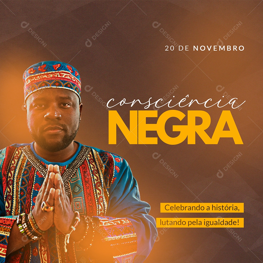 Social Media Consciência Negra Arte PSD Editável