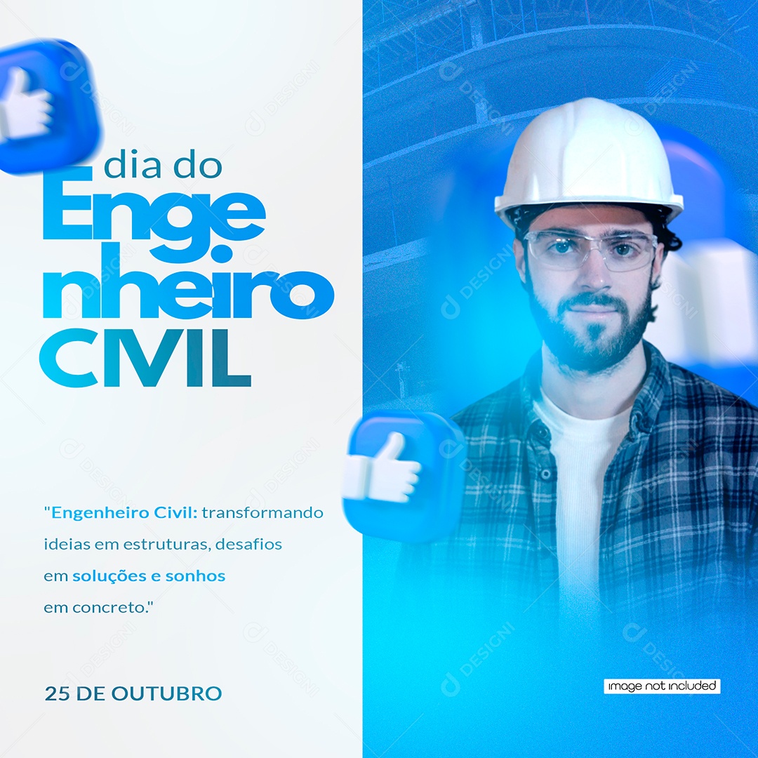 Social Media Dia do Engenheiro Civil Arte PSD Editável