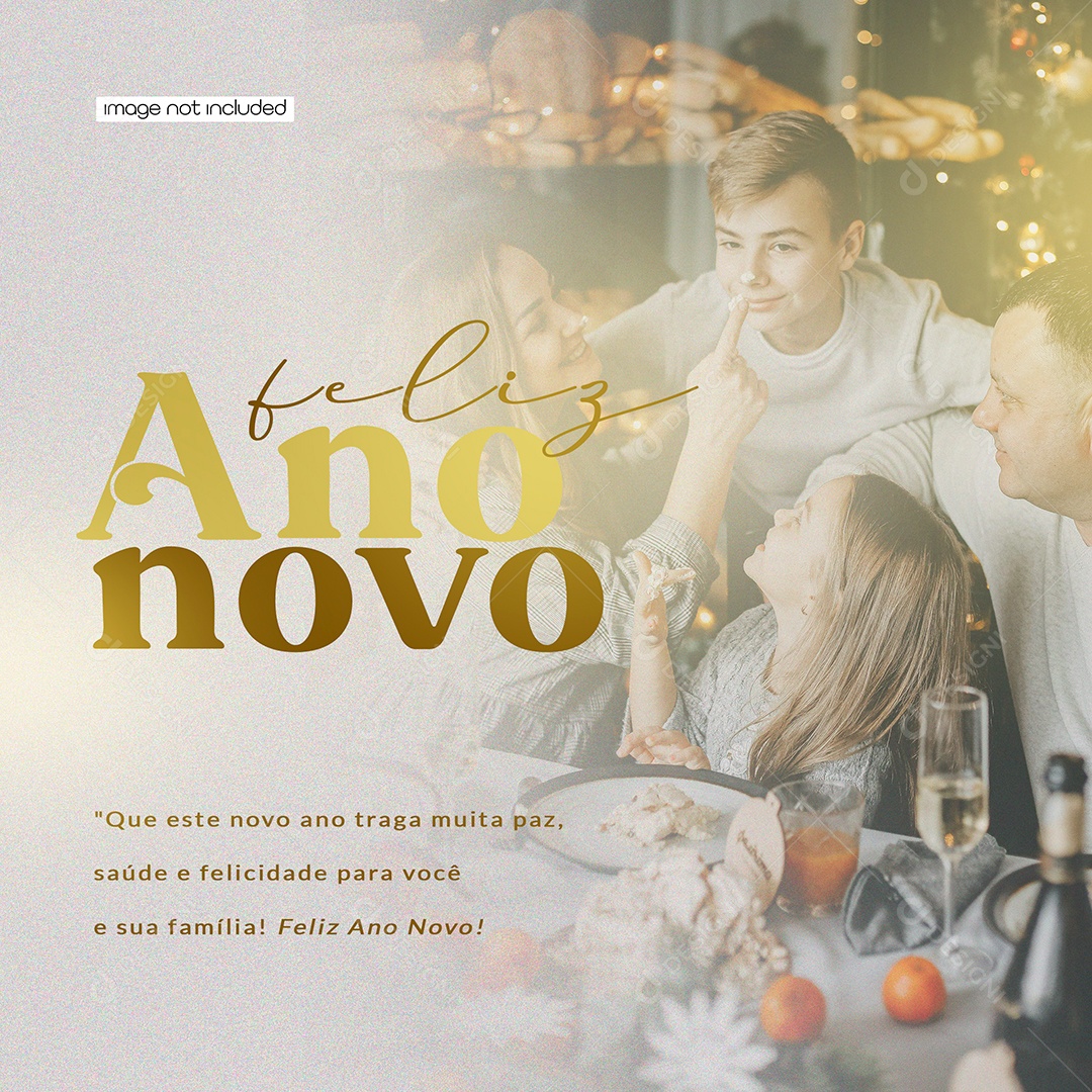 Social Media Feliz Ano Novo Arte PSD Editável