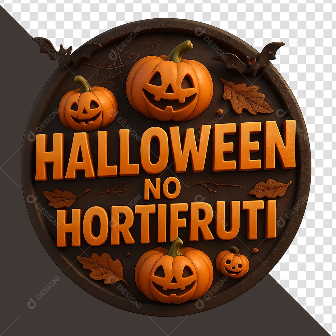 Halloween no Hortifruti Selo 3D para Composição PSD