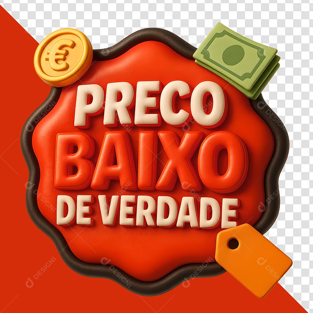 Preço Baixo Selo 3D para Composição PSD