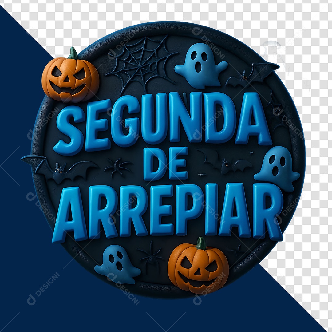 Segunda de Arrepiar Selo 3D Azul para Composição PSD
