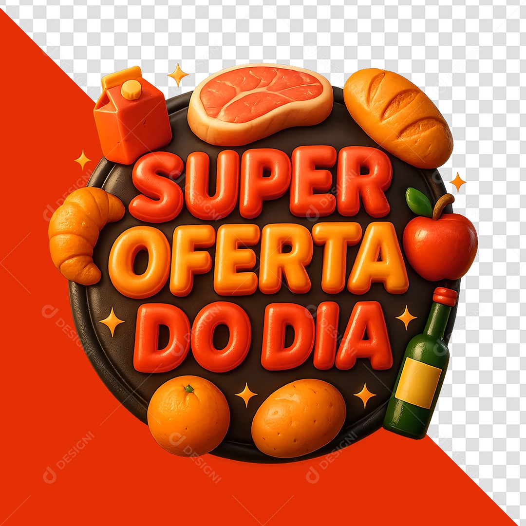 Super Oferta do Dia Selo 3D para Composição PSD