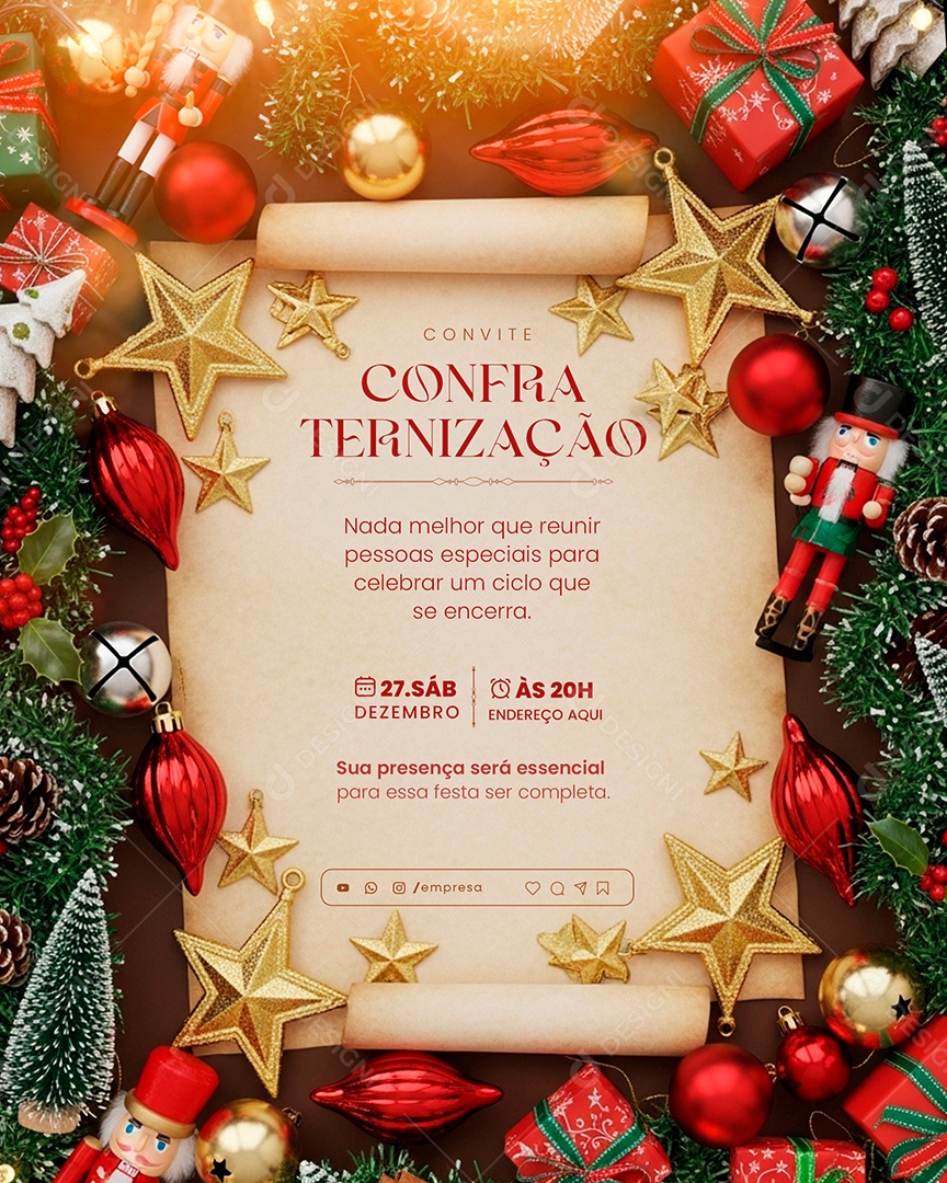 Convite de Confraternização de Fim de Ano Social Media PSD Editável